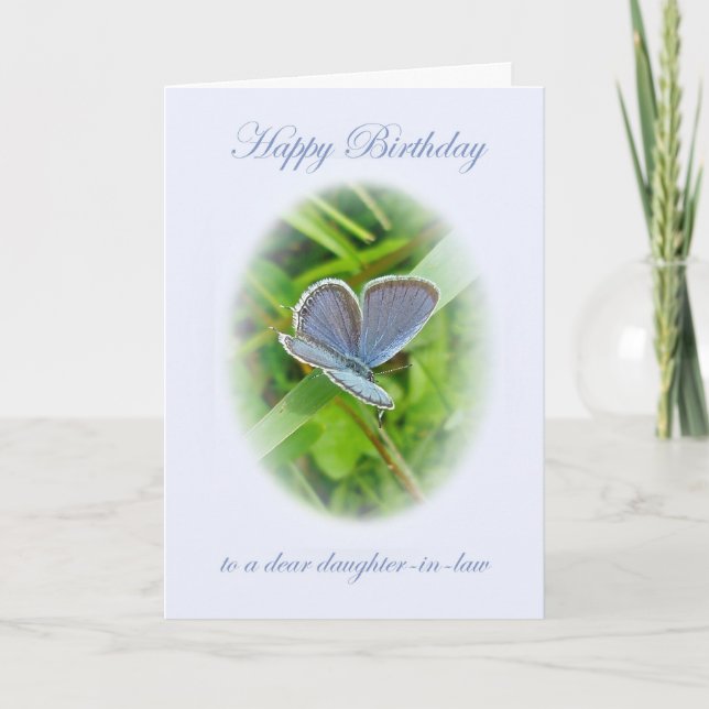 Carte Belle-fille Anniversaire Bleu Papillon (Devant)