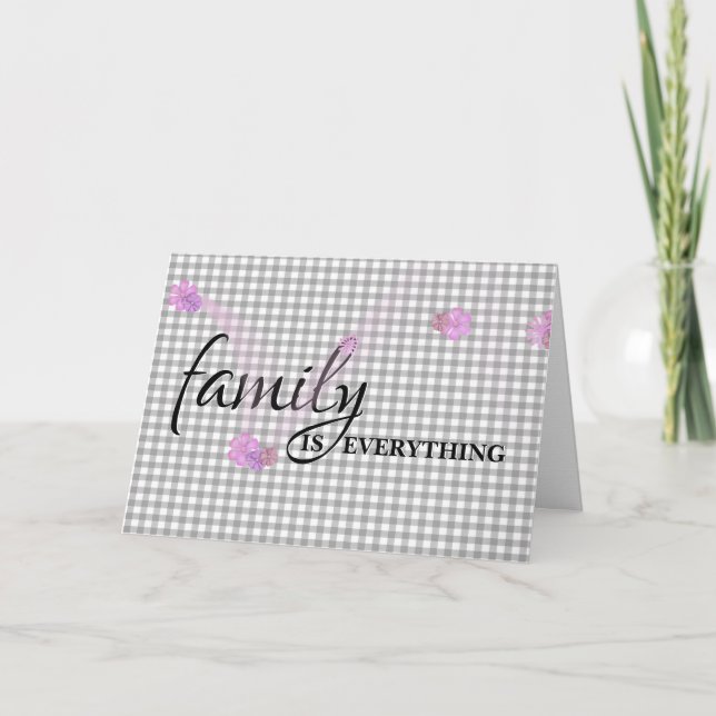 Carte Belle-fille Anniversaire gris En vichy (Devant)