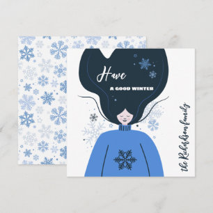 Carte Belle fille Avoir un bon hiver