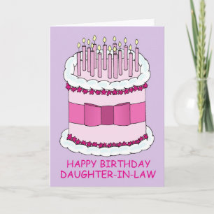 Carte Belle-fille Joyeux gâteau et bougies d'anniversair