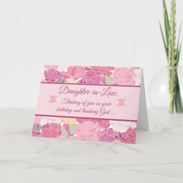 Carte Belle-fille Peonies Fleurs Fleurs Fête religieuse  (Devant)