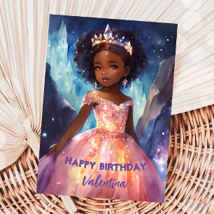 Carte Belle fille robe pleine princesse anniversaire