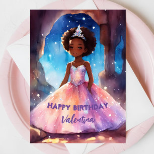 Carte Belle fille robe pleine princesse anniversaire