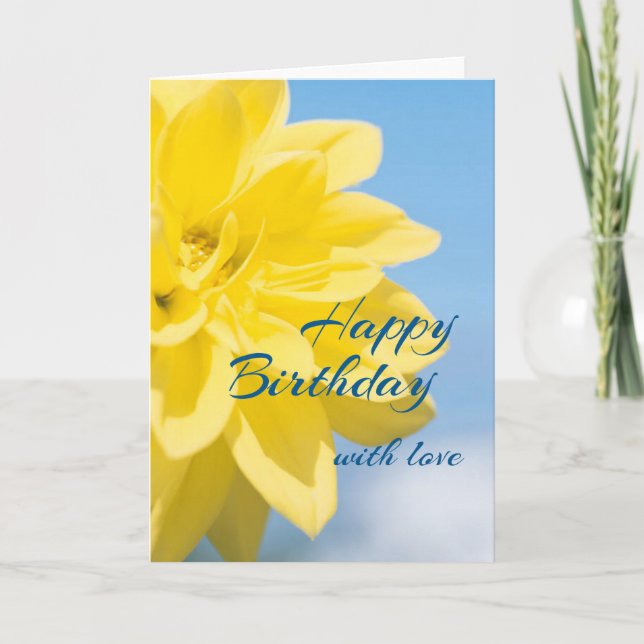 Carte Belle Fleur Jaune Anniversaire (Devant)
