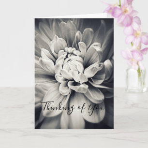 Carte Belle Fleur Noir et Blanc Pensant à Vous
