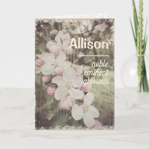 Carte Belle fleurs de cerise Nom personnalisé avec signi