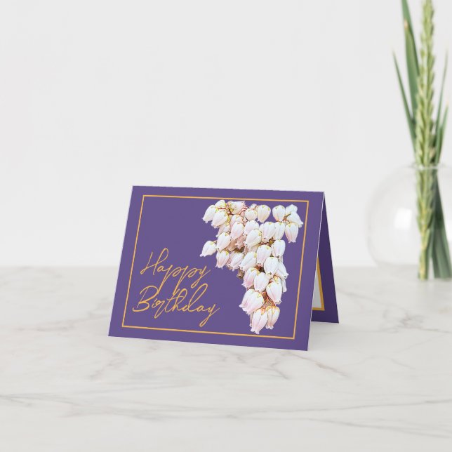 Carte Belle Fleurs de Pieris Blanc Chic Joyeux Anniversa (Devant)