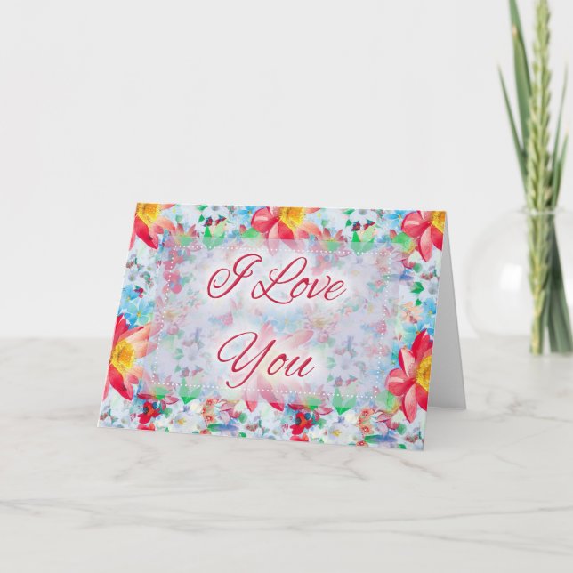 Carte Belle Floral D3 I Love You Greeting Card (Devant)