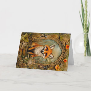 Carte Belle forêt Animaux Faune Fox Salutation