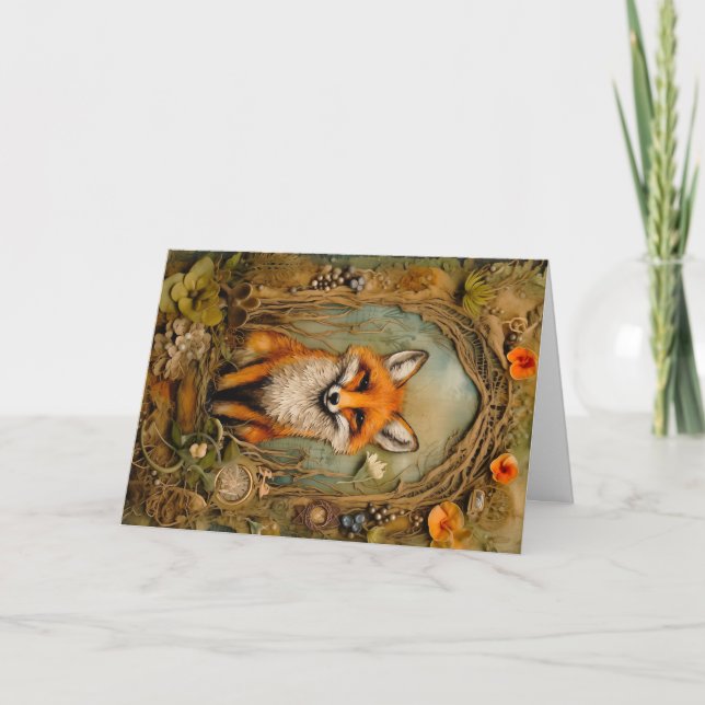 Carte Belle forêt Animaux Faune Fox Salutation (Devant)