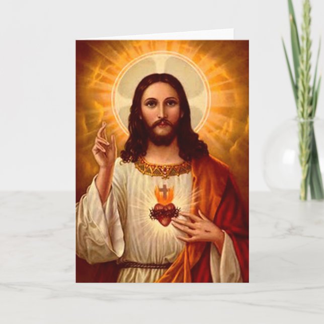 Carte Belle image religieuse Sacré Coeur de Jésus (Devant)