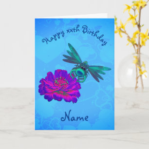 Carte Belle libellule sur fleur Anniversaire personnalis