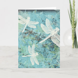 Carte Belle libellule Turquoise Damselflies Fleurs