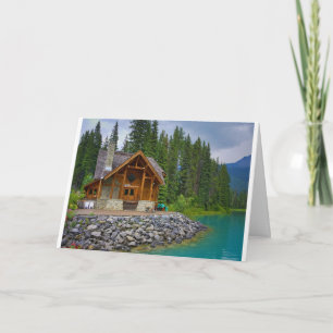 CARTE BELLE LOG CABINE "NOUVELLE MAISON" FÉLICITATIONS