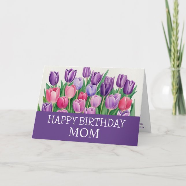 Carte Belle maman Anniversaire Douce Aquarelle Tulip Flo (Devant)