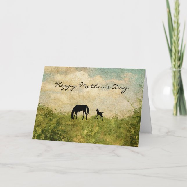 Carte Belle Mare et Cheval Foal Bonne Fête des Mères (Devant)