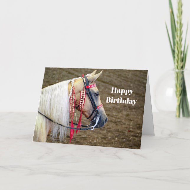 Carte Belle Palomino Horse Photo Anniversaire (Devant)