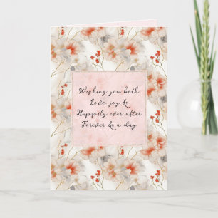 Carte Belle Pêche Rouge Floral Romantique Mariage