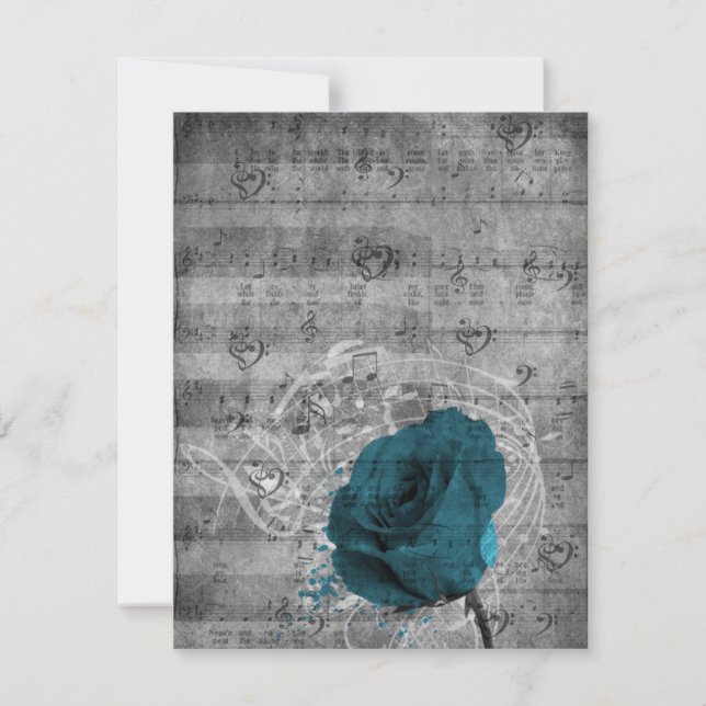 Carte Belle peinture bleu rose antique splatter music (Devant)