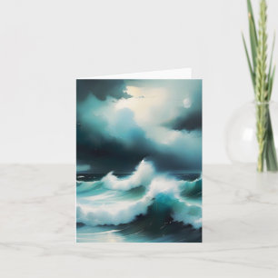 Carte Belle peinture cool Bleu Océan avec vagues