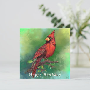 Carte Belle peinture d'oiseaux du Cardinal rouge du Nord