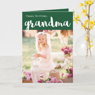 Carte Belle photo de grand-mère d'anniversaire verte