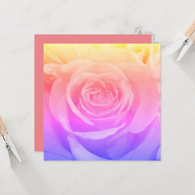 Carte Belle photo de rose jaune (Devant/Arrière en situation)