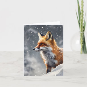 Carte Belle Renard en Blank neige Salutation