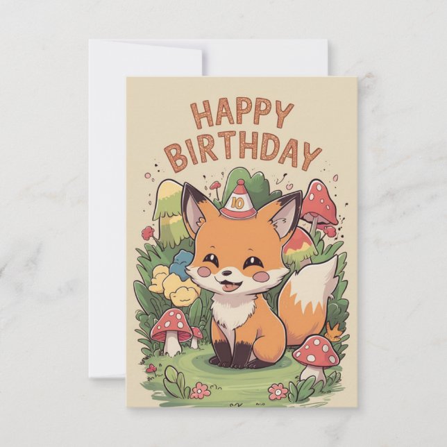 Carte Belle Renard Magique Anniversaire (Devant)