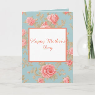 Carte Belle Rose rose Motif Fête des mères