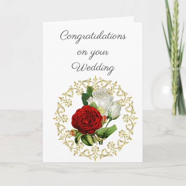 Carte Belle Rose rouge / Félicitations Mariages (Devant)