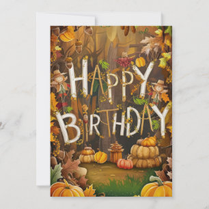Carte Belle saison Whimsical Automne automne Bonne Anniv