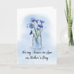 Carte Belle-sœur Fête des Mères Bleuets dans un pot Maso