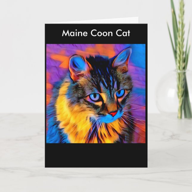 Carte Belle Tabby Artistique Whimsical Maine Coon Chat (Devant)