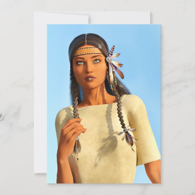 Carte Belle tenue autochtone amérindienne (Devant)