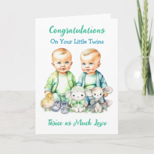 Carte Belle Twin Boys Félicitations Nouveaux Parents