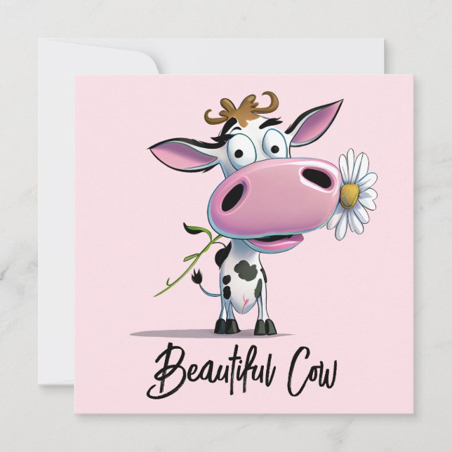 Carte Belle Vache À Fleur (Devant)
