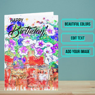 Carte Belles choses comme vous Aquarelle Anniversaire