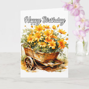 Carte Belles Fleurs fraîches Joyeux Anniversaire