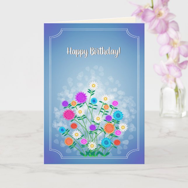 Carte Belles fleurs Joyeux anniversaire (Orchidée)