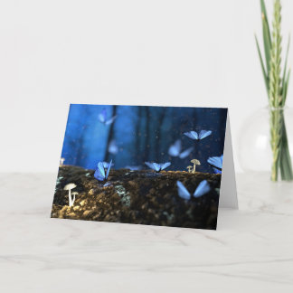 Carte Belles papillons bleus en forêt