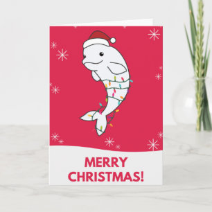 Carte Béluga Baleine Joyeux Noël Animaux d'hiver Baleine
