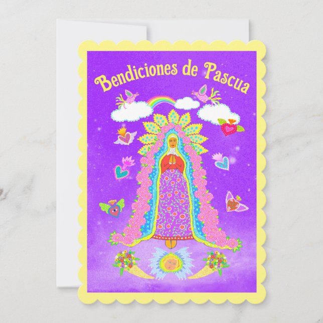 Carte Bendiciones de Pasqua Virgen Maria Pâques (Devant)