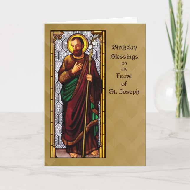 Carte Bénédiction d'anniversaire à la fête de St. Joseph (Devant)