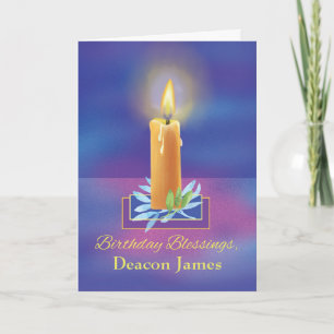 Carte Bénédiction d'anniversaire de diacre avec bougie b