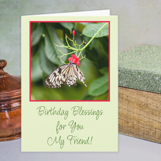 Carte Bénédiction d'anniversaire de papillon (Birthday Blessings greeting card.)