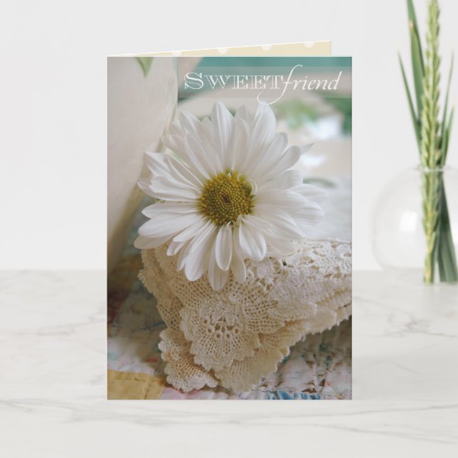 Carte Bénédiction de marguerite amicale - "Sweet Friend" (Devant)