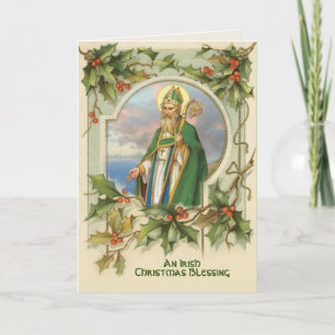 Carte Bénédiction de Noël irlandaise vintage St. Patrick