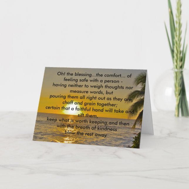 Carte Bénédiction de photo de coucher du soleil d'amitié (Devant)