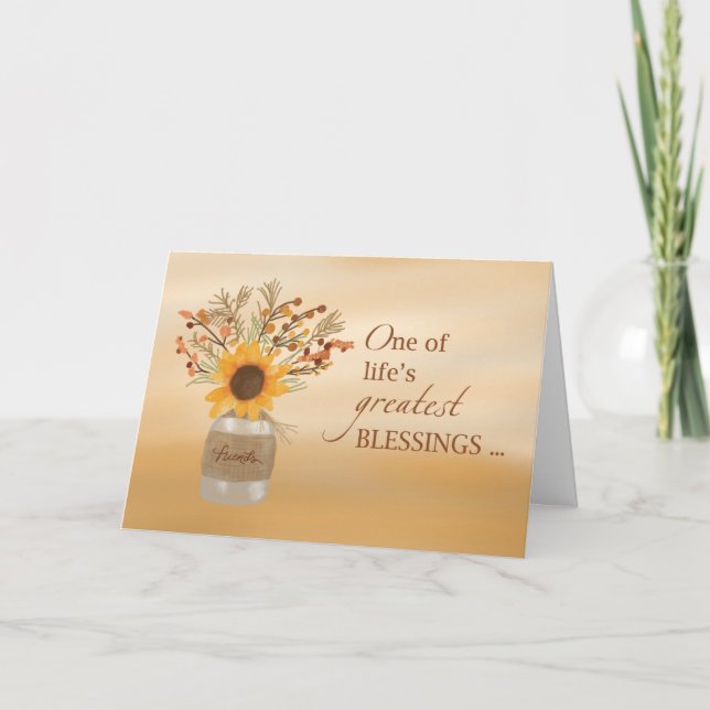 Carte Bénédiction des amis Thanksgiving Tournesol dans V (Devant)